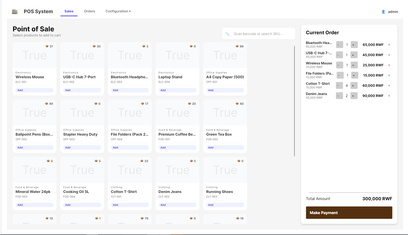 Checkout / Cashier — available from Medium upward